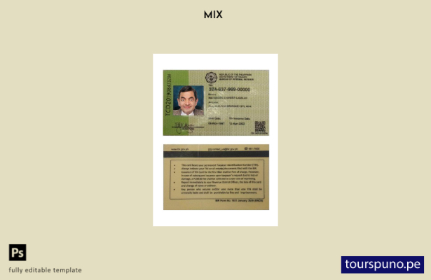Listo para imprimir la plantilla actual de identificación de la Oficina de Impue